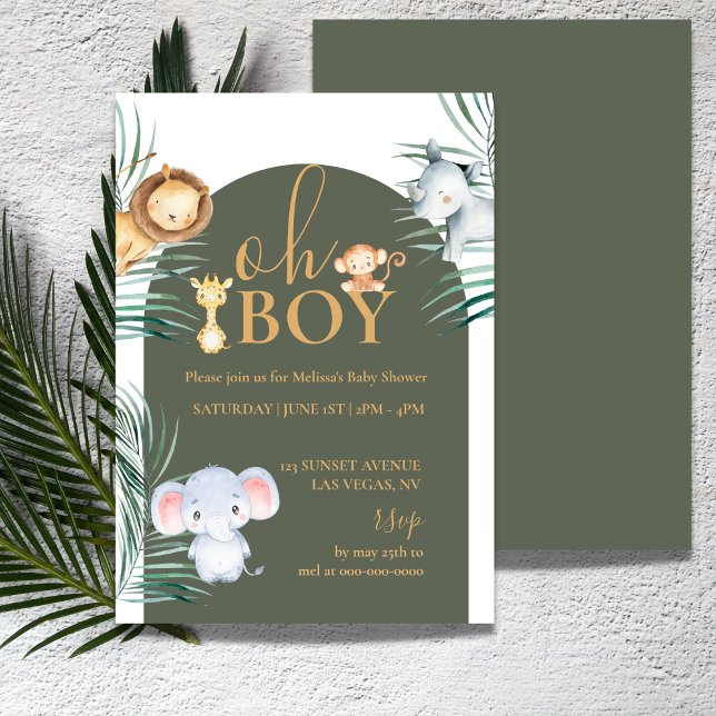 Safari thème Oh garçon Baby shower Invitation (Créateur téléchargé)