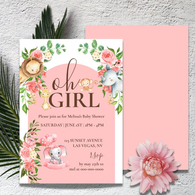 Safari Theme Oh Girl Baby Dusche Einladung (Von Creator hochgeladen)