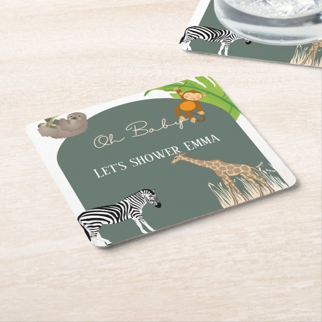 Safari Themed Baby Dusche Gefallen Untersetzer (angewinkelt)