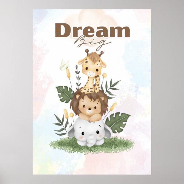  safari themed uplifting nursery wall poster (Vorne)