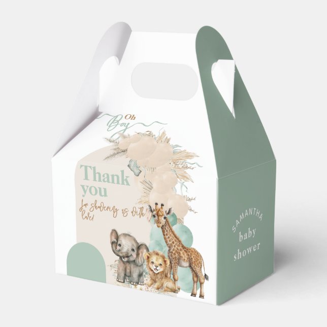 Safari Tier Boho Oh Boy Baby Dusche Geschenkschachtel (Vorderseite)