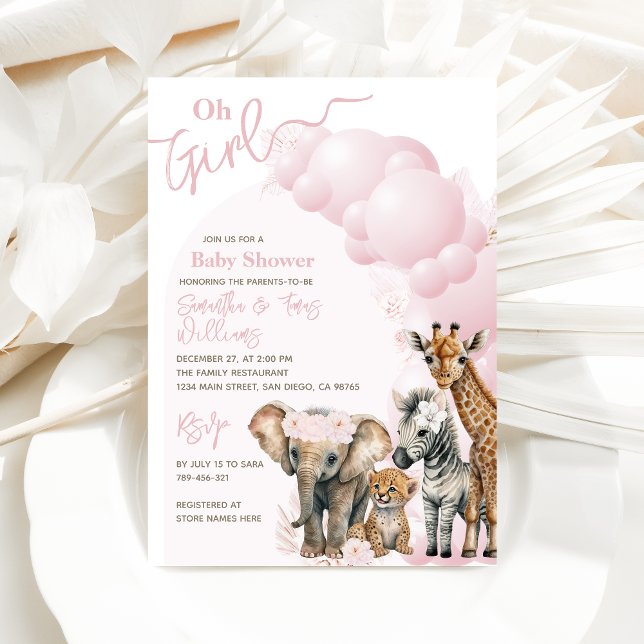 Safari Tier Boho Oh Girl Baby Dusche Einladung (Von Creator hochgeladen)