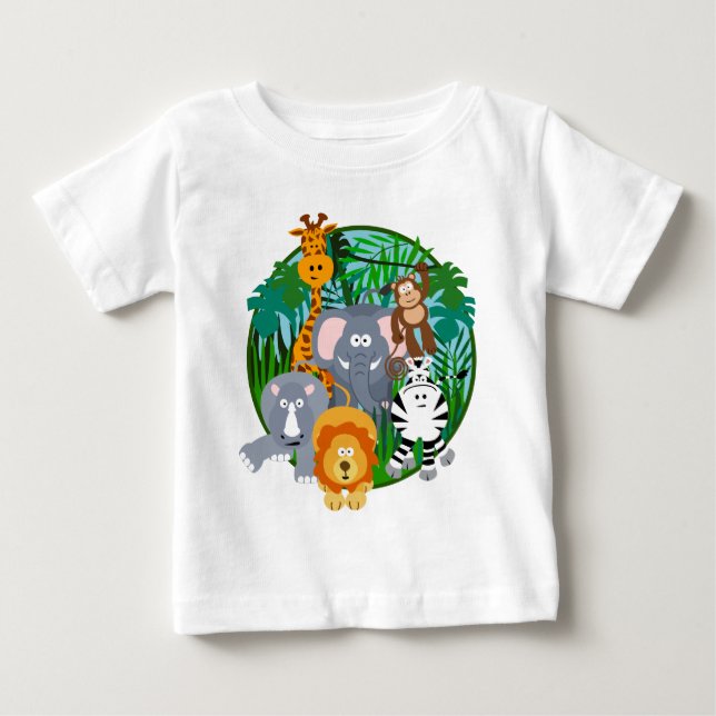 Safari-Tier-Cartoon Baby T-shirt (Vorderseite)