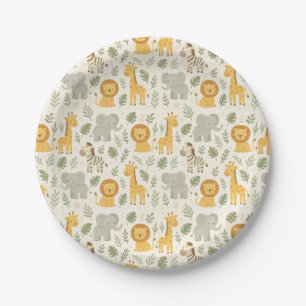 Safari-Tier-Kinderzimmer-Druck Pappteller