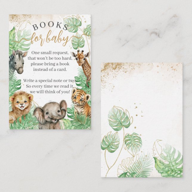 Safari Tier Tropical Green Baby Duschbücher Begleitkarte (Vorne/Hinten)
