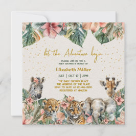 Safari Tierabenteuer Begin Baby Boy Dusche Einladung