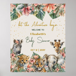 Safari Tierabenteuer Begin Baby Boy Dusche Poster