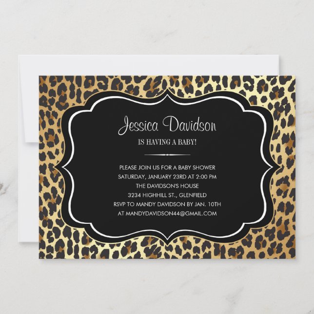 Safari-Tierdruck-Leopard-Babyparty-Einladung Einladung (Vorderseite)