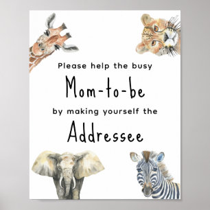 Safari-Tiere - Anrede an werdende Mutter Poster