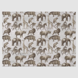 Safari Tiere auf Light Gray Decoupage Seidenpapier