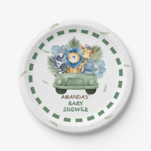 Safari-Tiere Auto Junge Baby-Party Pappteller