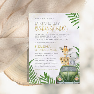 Safari-Tiere Baby Boy Drive By Baby Shower Einladung