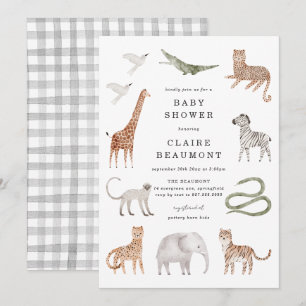 Safari-Tiere Baby Shower Einladung