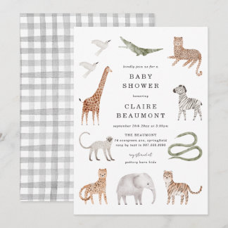 Safari-Tiere Baby Shower Einladung