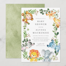 Safari-Tiere Baby Shower Einladung