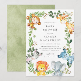 Safari-Tiere Baby Shower Einladung