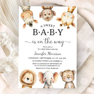 Safari-Tiere Baby Shower Geschlechtsneutraler Dsch Einladung