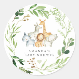 Safari-Tiere Baby Shower Runder Aufkleber
