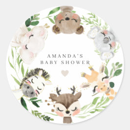 Safari-Tiere Baby Shower Runder Aufkleber