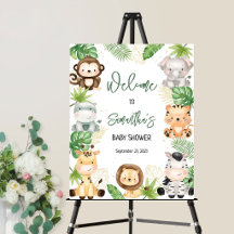 Safari-Tiere Baby Shower Willkommensschild