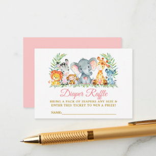 Safari-Tiere Baby Shower Windel-Raffle-Ticket Pk Begleitkarte