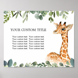 Safari-Tiere Babydusche Sonderzeichen 8"x10" Poster