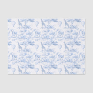 Safari-Tiere Blau Toile de Jouy staubig Seidenpapier