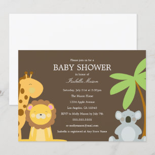 Safari-Tiere Braun Einladung