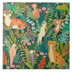 Safari-Tiere bunte Muster Keramikfliese