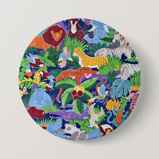 Safari-Tiere, buntes Muster, Button (Vorderseite)