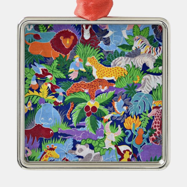 Safari-Tiere, buntes Muster, Ornament Aus Metall (Vorne)