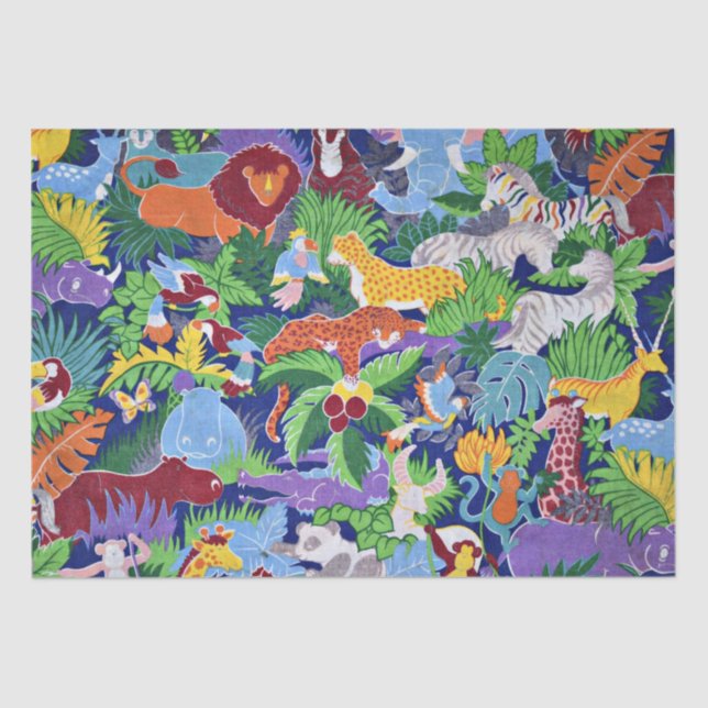 Safari-Tiere, buntes Muster, Seidenpapier (Vorderseite)