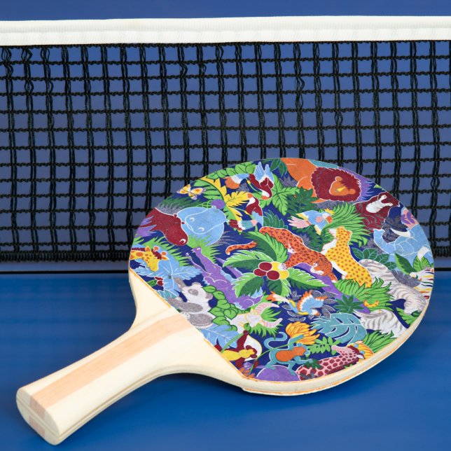 Safari-Tiere, buntes Muster, Tischtennis Schläger (InSitu)