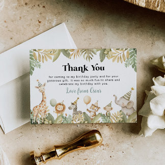 Safari Tiere Danke Card Jungle Wild One Boy