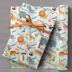 Safari-Tiere Dschungel Geburtstag Wasserfarbe indi Geschenkpapier