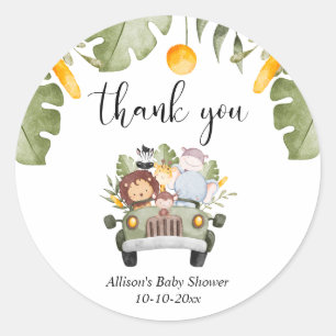 Safari-Tiere Dschungel Thema wild Runder Aufkleber