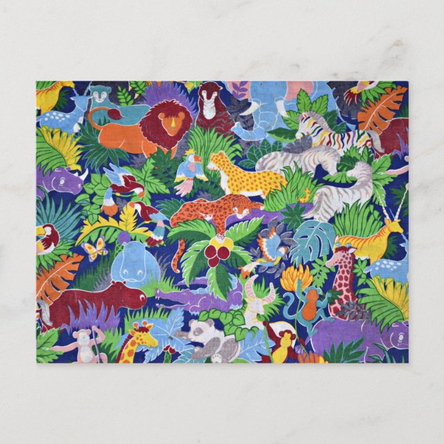 Safari-Tiere farbiges Muster Postkarte (Vorderseite)
