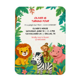 Safari Tiere Geburtstag Einladung Boys flexibel Magnet