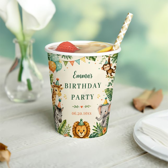 Safari-Tiere Geburtstag Pappbecher (Von Creator hochgeladen)