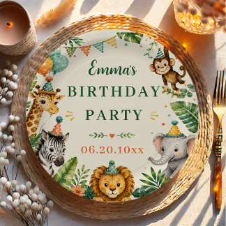Safari-Tiere Geburtstag Pappteller