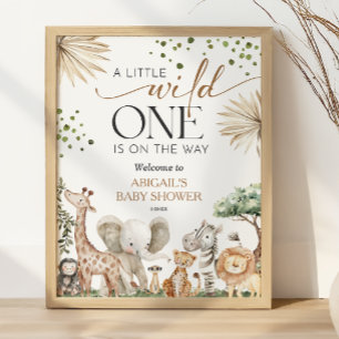 Safari-Tiere Geschlechtsneutrale Babyparty-Willkom Poster