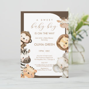 Safari-Tiere Junge Baby-Party Einladung