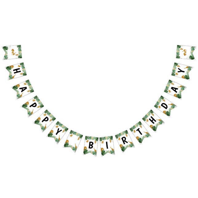 Safari Tiere Jungle Wild One Happy Birthday Wimpelkette (Alle)