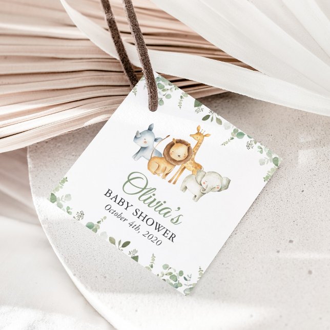 Safari-Tiere, Jungle, Wildtiere, Babydusche Geschenkanhänger (Von Creator hochgeladen)