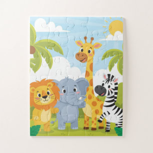 Safari-Tiere Kinderpuzzle Süßer Löwe Elefant Gi
