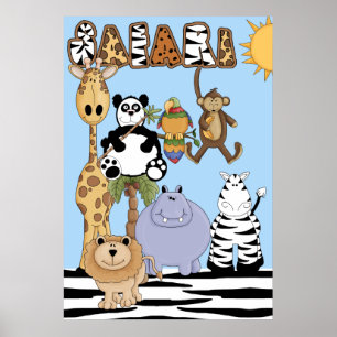 Safari-Tiere-Kinderzimmerposter Poster