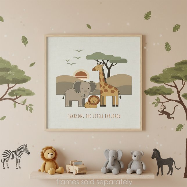 Safari-Tiere Kleiner Entdecker Personalisiert ID12 Poster (Von Creator hochgeladen)
