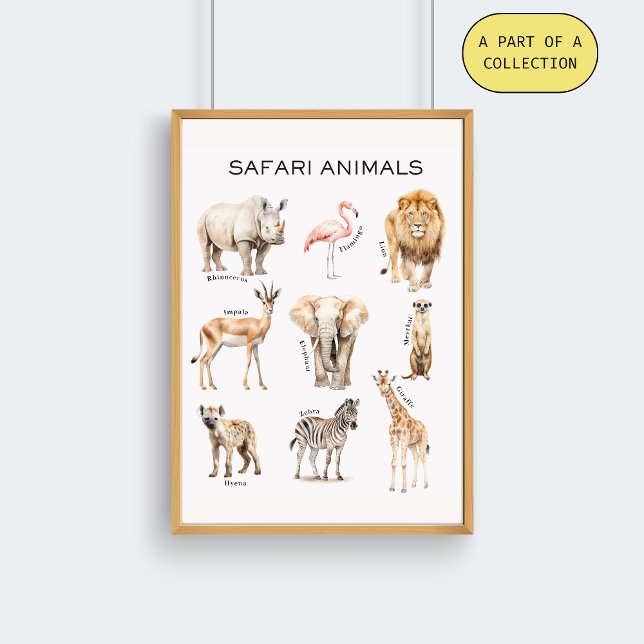 Safari-Tiere Lehrposter Poster (Von Creator hochgeladen)