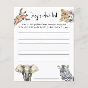 Safari-Tiere - Liste der Baby-Eimer