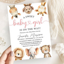 Safari-Tiere Mädchen Baby Shower Tropischer Dschun